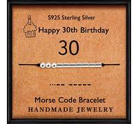 DTWAWA Morse Code Bracelet Personalised 30th Birthday Gifts 925 Sterling Silver Bracelets for Her Women Wife Friend