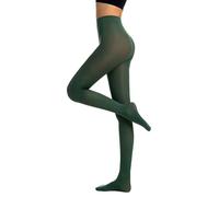 DTWAWA Womens 40 Denier Opaque Control Top Tights, High Waist Pantyhose - Green