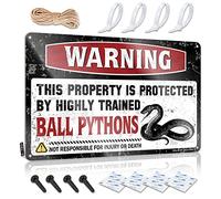 DTWE Sports Bar Decor Warning This Property Is Protected By A Highly Trained Ball Pythons Sign Funny House Signs Funny Desk Signs(20X30CM)