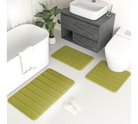 DTXDTech Bathroom Rugs 3 Piece Memory Foam Bath Rugs Set of 3 Non-Slip Bottom Machine Washable Bath Mats Shower Mat Soft Rugs on Bathroom,Bedroom,Living Room,Christmas Decoration,Sage Green