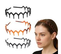 DTXLX 3 Pcs Plastic Zig Zag Headband, Hair Bands for Women & Men, Small Tooth Hair Comb Bands Frosted, Tortoise Shell & Glossy - Stylish Headbands for Women's Hair Sports & Fitness Non-Slip
