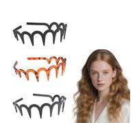DTXLX 3 Pcs Plastic Zig Zag Headband, Hair Bands for Women & Men, Wide Tooth Hair Comb Bands Frosted, Tortoise Shell & Glossy - Stylish Headbands for Women's Hair Sports & Fitness Non-Slip