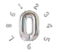 DTXLX 40" Foil No.0 Balloons, Self Inflating, Silvery Birthday Decoration | Helium, New Year, Anniversary and Company Celebration Party Decor, Aluminium Foil, Self Sealing, Reusable