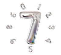 DTXLX 40" Foil No.7 Balloons, Self Inflating, Silvery Birthday Decoration | Helium, New Year, Anniversary and Company Celebration Party Decor, Aluminium Foil, Self Sealing, Reusable
