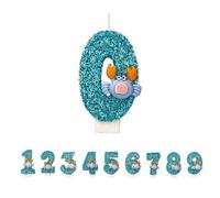 DTXLX Crab Number 0 Birthday Candles Cake Decoration | Blue, 0st, for, Handmade, Glitter, Shiny, Happy, Topper, Themed, Parties