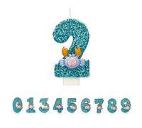DTXLX Crab Number 2 Birthday Candles Cake Decoration | Blue, 2st, for, Handmade, Glitter, Shiny, Happy, Topper, Themed, Parties
