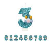 DTXLX Crab Number 3 Birthday Candles Cake Decoration | Blue, 3st, for, Handmade, Glitter, Shiny, Happy, Topper, Themed, Parties