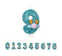 DTXLX Crab Number 9 Birthday Candles Cake Decoration | Blue, 9st, for, Handmade, Glitter, Shiny, Happy, Topper, Themed, Parties