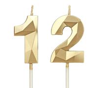 DTXLX Gold Number 12 Birthday Candles Cake Decoration | 12th, Happy, Toppers, for, Parties, Weddings, Company, Anniversaries