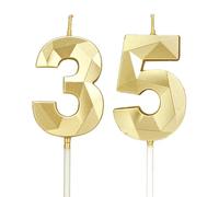 DTXLX Gold Number 35 Birthday Candles Cake Decoration | 35th, Happy, Toppers, for, Parties, Weddings, Company, Anniversaries