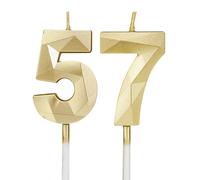 DTXLX Gold Number 57 Birthday Candles Cake Decoration