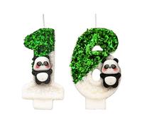 DTXLX Panda Number 16 Birthday Candles Cake Decoration | Green, White, 16st, for, Handmade, Glitter, Shiny, Happy, Topper, Themed, Parties