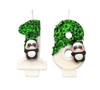 DTXLX Panda Number 18 Birthday Candles Cake Decoration | Green, White, 18st, for, Handmade, Glitter, Shiny, Happy, Topper, Themed, Parties