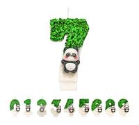DTXLX Panda Number 7 Birthday Candles Cake Decoration | Green, White, 7st, for, Handmade, Glitter, Shiny, Happy, Topper, Themed, Parties