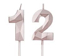 DTXLX Rose Gold Number 12 Birthday Candles Cake Decoration | 12th, Happy, Toppers, for, Parties, Weddings, Company, Anniversaries