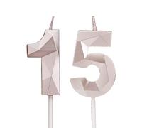 DTXLX Rose Gold Number 15 Birthday Candles Cake Decoration | 15th, Happy, Toppers, for, Parties, Weddings, Company, Anniversaries