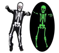 DTXYBC Skeleton Costume for Children, Glow in the Dark Skeleton Halloween Costumes, Glow in the Dark Skeleton Costume for Boys and Girls, Children's Costumes for Fancy Dress, Cosplay, Theme Party (XL)