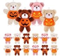 DTYDECLE 12pcs Halloween Plush Stuffed Bear Toys, Mini Cute Halloween Stuffed Pumpkin Animal Bears Keychain Toy for Boys Girls halloween Party Supply