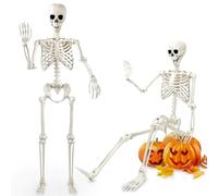 DTYDECLE 1pcs Halloween Posable Skeleton, 165cm/5.4ft Realistic Halloween Human Skeleton full body Movable Joints skeleton for Spooky Props Party Decoration