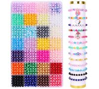 DTYDECLE 28 Colors Pearl Beads for Jewelry Making, 1680pcs Round Glass Pearl Beads Plastic Imitation Dyed Faux Spacer Pearls Bead for Bracelets Necklaces Earrings Making DIY Crafts