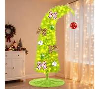 DTYDECLE 5.25ft Artificial Christmas Tree, Lime Green Xmas Pine Tree with Green Christmas tree skirt Decor for Xmas Indoor Outdoor Decoration