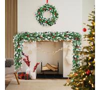 DTYDECLE 8.86Ft Green Christmas Garland Decoration, Artificial Plain Snow Tipped Greenery Christmas Wreath Garlands Decor for Christmas Indoor Outdoor Decorations