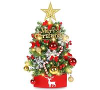 DTYDECLE Artificial Mini Christmas Tree, 60cm Green Lit Small Christmas Tree Tabletop Small Xmas Tree with Star Topper for Xmas DIY Holiday Decorations