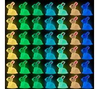 DTYDECLE Pack of 100 Mini Luminous Bunnies, Mini Resin Rabbit Figures, Animal Channels, Miniature Small Bunny Figures for Home Garden Decoration and Easter Party Gift