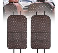 DTZHANGZE 2 pcs Car Seat Kick Mats for Jeep Wrangler JL 4XE Plug-in Hybrid 2021-2024 2025, Waterproof Storage Organiser PU Leather Back Seat Protector Anti-Kick Mud Guard Interior Accessories,Brown