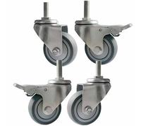 Du 3" Industrial Stem Casters WheelsPack of 4 with Brake No Noise NonMarking Rubber for Appliances & Equint2 Swivel + 2 Fixed