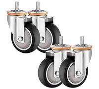 Du Caster Wheels 2.5" 3" 4" Swivel Stem Set Threaded M10 M12 Silent Shock Absorpt TPR Rubber for Fur Moving rs100mmA