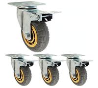 Du Caster Wheels 75mm 100mm 125mm Plate Rubber Silent Industrial 300kg Capaci Swivel & Brake Universal for Transport Hotel Trolley Quiet Rolling (4 Pack: 2 Brake + 2 Swivel)