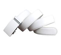 DU Men's Belt Black Ratchet Belt Genuine Leather 40~52 Inch Automatic Solid Color Golf White Formal Business Suit Belt (white,110 cm)