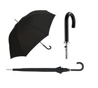 DUA Classic Extra Long & Wide Auto Umbrella Black Handle Black - Perfect for Taller People (125cm Canopy)