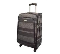 DUA Highbury Stylish 4 Spinner Wheel Suitcase Trolley Case Range (Large 76 CM, Grey Stripe)