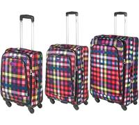 DUA Highbury Stylish 4 Spinner Wheel Suitcase Trolley Case Range (Set of 3, Multi Coloured Box)
