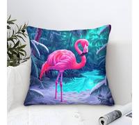 DUABELPHF 3D Printed Flamingo Throw Pillow Covers Throw Pillow Case Garden Cushion cover Super Soft Pack cover of 1 for Home Couch Sofa Decorative, Gifts 50x50cm