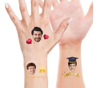 DUABELPHF Custom Personalised Temporary Tattoos|Custom tattoos with photos | Waterproof photo stickers logo text, single farewell, Festivals for men and women Birthday wedding, celebrations