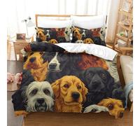 DUABELPHF Golden Retriever Bedding Set 3D Printed Duve Cover with Hidden Zipper Closure Soft Microfiber Quilt Cover 2 Pieces for Boys Girls Adults Super King(260x220cm)