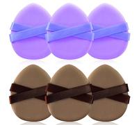 DUAIU 6 PACK Triangle Powder Puff Makeup Sponge, Dual-Sided Makeup Blending Puff, Latex-Free Soft Beauty Sponge For Liquid Foundation, Cream & Loose Powder, Purple+Brown