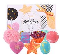 DUAIU 6pcs Fizzy Bubble Bath Bombs for Kids & Women - Organic Natural Kids Bath Bomb Gift Set with Essential Oils, Fruit Fragrance and a Bathing Mesh Ball