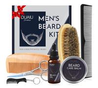 DUAIU Beard Grooming Kit for Men, 7 in 1 Beard Growth Kit with Natural Beard Oil & Balm, Beard Brush, Comb, Scissors - Christmas, Valentines & Birthday Gifts for Men, Dad, Him