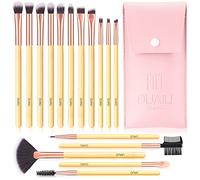 DUAIU Eyeshadow Brush Set 16Pcs Bamboo Eye Makeup Brushes, Eye Shadow Brush for Blending Concealer Eyebrow Eyelash Eyeliner Premium Synthetic Make Up Brushes with Bag