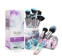 DUAIU Makeup Brushes 15pcs Premium Synthetic Bristles Crystal Handle Set Kabuki Foundation Brush Face Lip Eye Makeup Brush Sets Professional with Starry Gift Box(Blue)