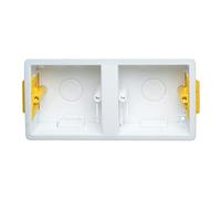 Dual 1-Gang 35mm Dry Lining Back Box Electrical Wall Knockout Recessed Flush Mount Deep Pattress Dry Lining Partition Walls Switches Sockets Fused Spur Euro Module Faceplates - Yellow
