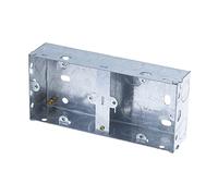 Dual 1G+1G 35mm Metal Back Box Electrical Socket Switch Recessed Wall Pattress 2G Flush Mount -BS EN 60670 & 5733 UK Standard- Brass Terminal Screws Galvanised Steel Earth Bond Terminal