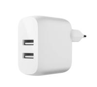 Dual 24W USB Wall Charger Fast Charging Compact Belkin Boost Charge White
