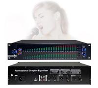 Dual 31-Band Graphic Equalizer for Studio, Professional Stereo Digital Equalizer with LED Spectrum Display, 10 Preset Effects, Independent Low/Mid/Treble Adjustment, Noise Reduction
