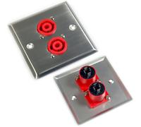 Dual 4 Pole Speaker Cable Socket Outlet Wall Face Plate SPKON Solder Coupler
