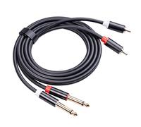 Dual 6.35 mm TS Male RCA Cable Adapter Microphone Multimedia Audio PVC Cord Insert Jack MP3 Smartphone AUX Car Office Video